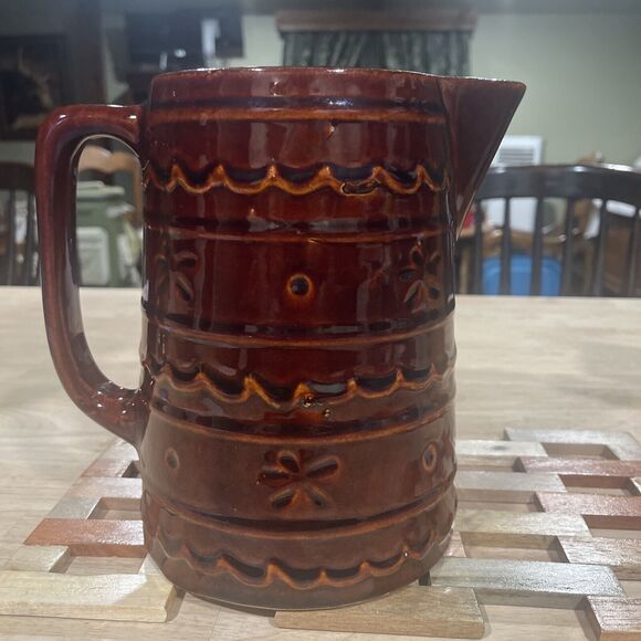 VTG MARCREST Daisy Dot Stoneware Glazed Pottery Pitcher 6” Granny Core Cottage - Picture 4 of 12